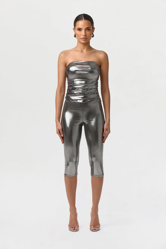 Foil Jersey Capri Leggings