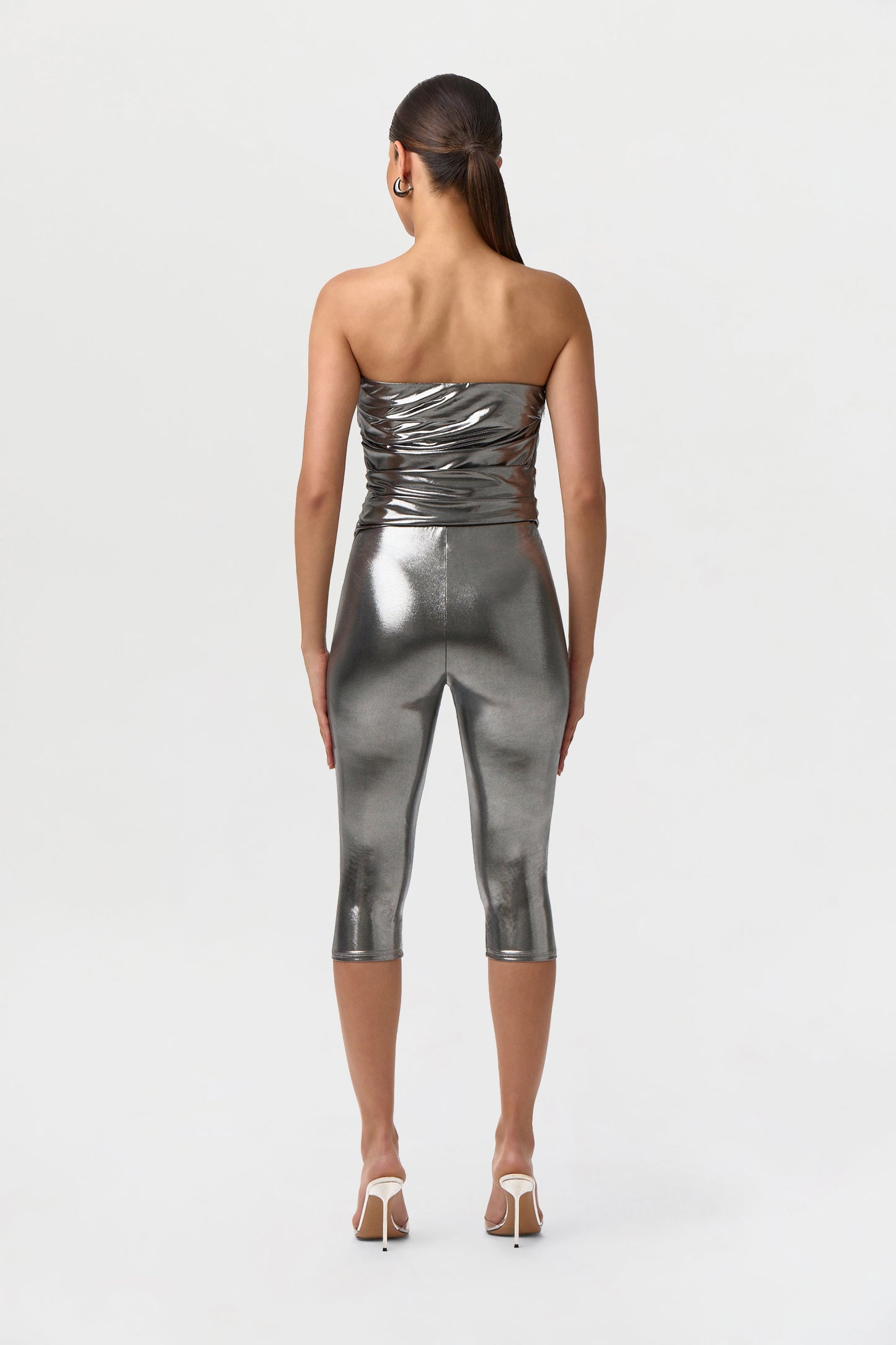 Foil Jersey Capri Leggings