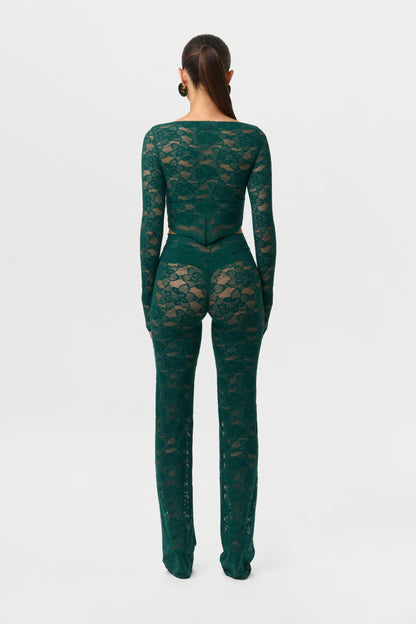 Stretch Lace Boatneck Crop Top