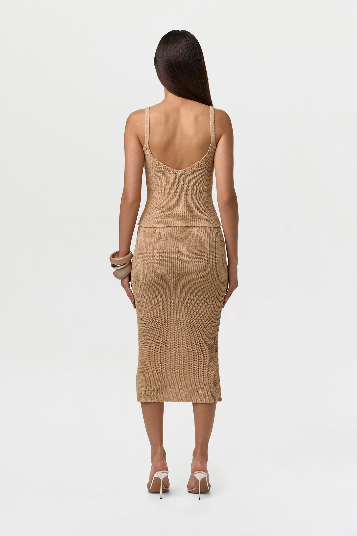 Knit High Waist Midi Skirt