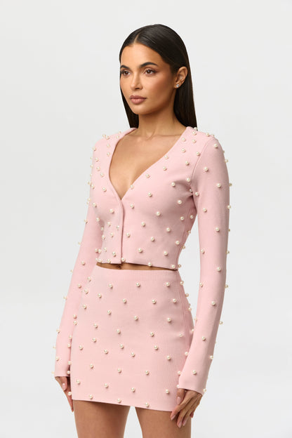 Knit Pearl Mini Skirt