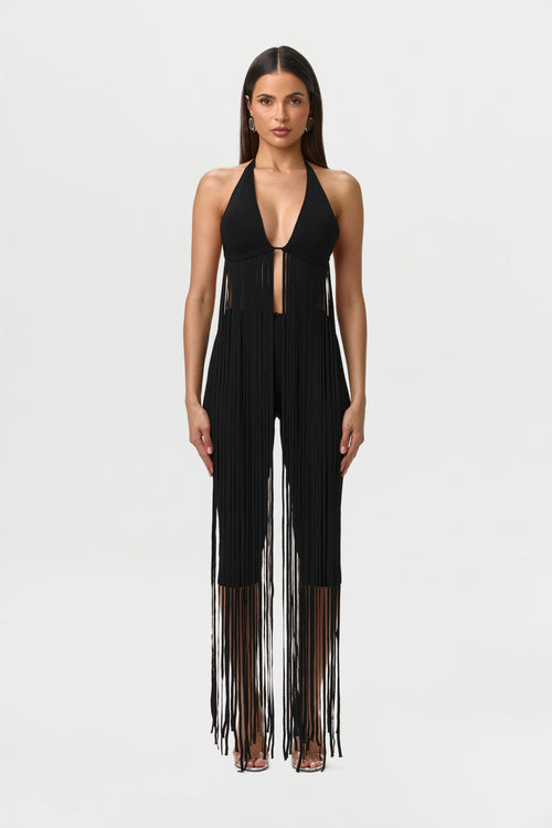 Knit Fringe Bra Halter Top