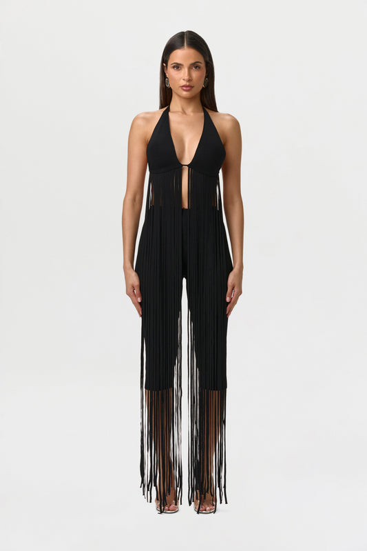 Knit Fringe Bra Halter Top