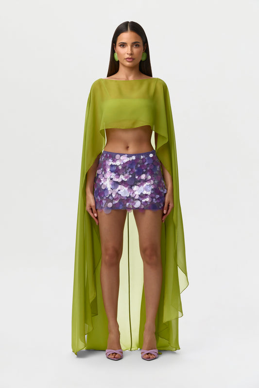 Chiffon Cape Crop Top