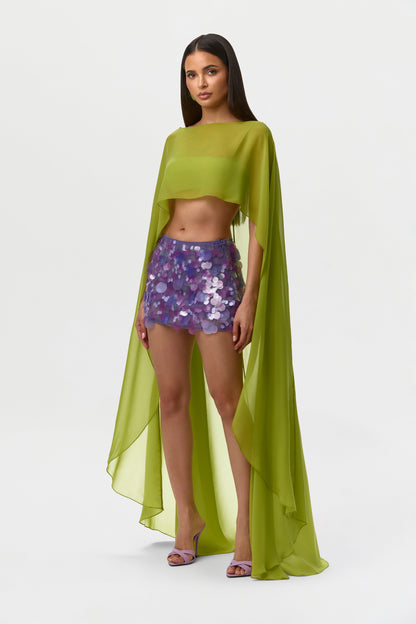 Chiffon Cape Crop Top