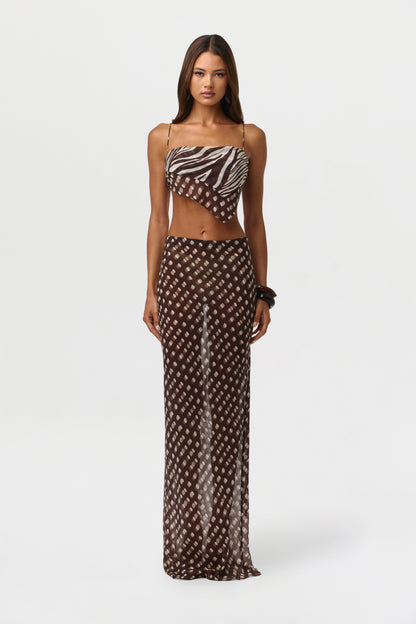 Chiffon Print Maxi Skirt