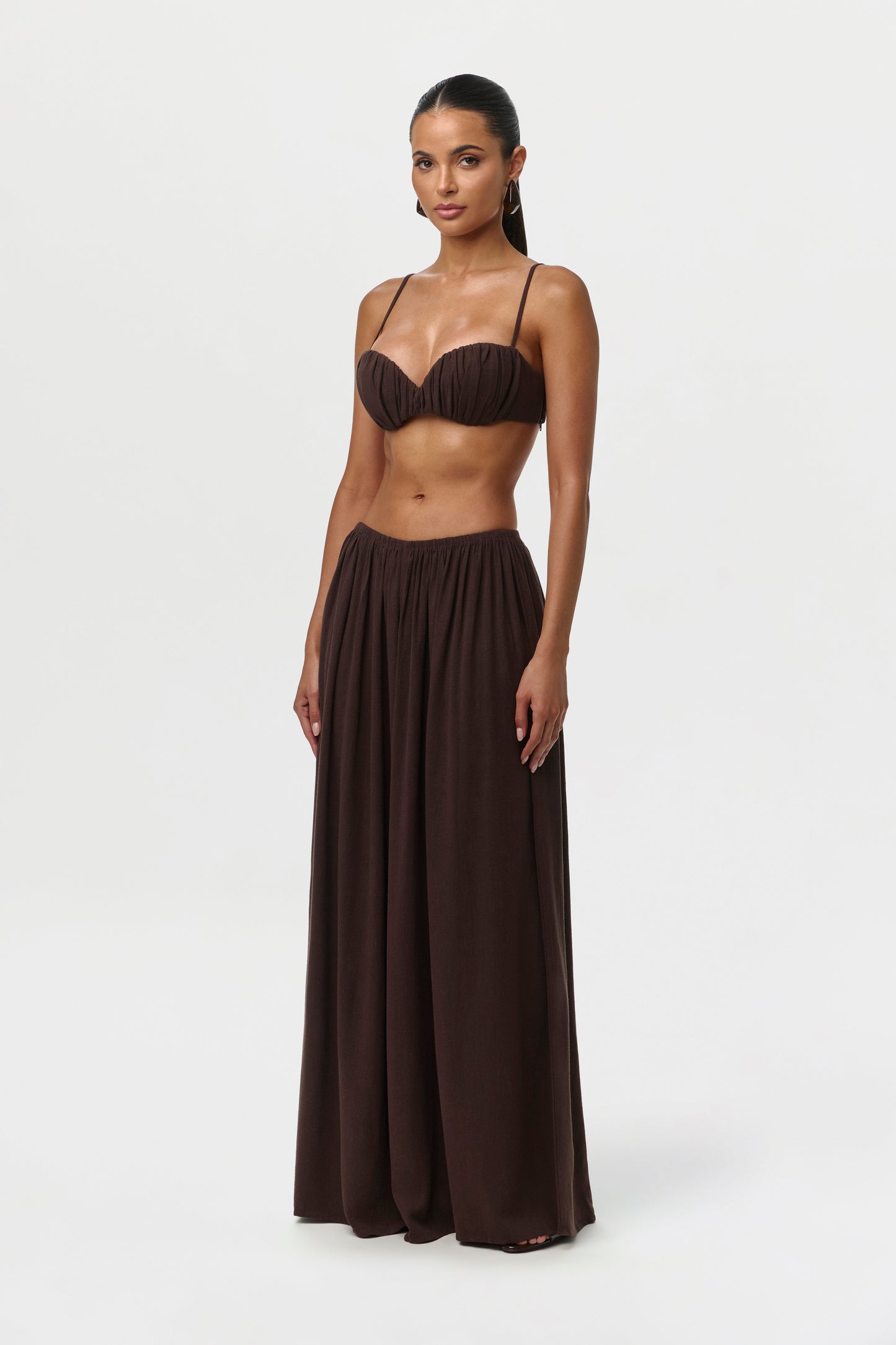 Linen Shirred Bra Top