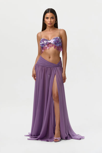 Chiffon Asymmetric Maxi Skirt