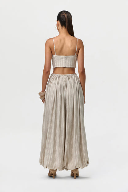 Linen Pinstripe Balloon Pants