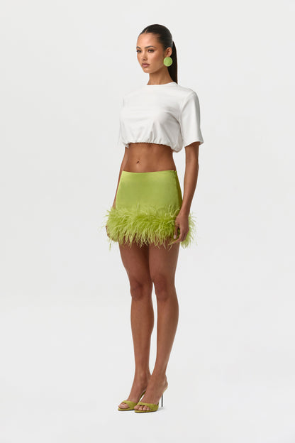 Satin Feather Mini Skirt