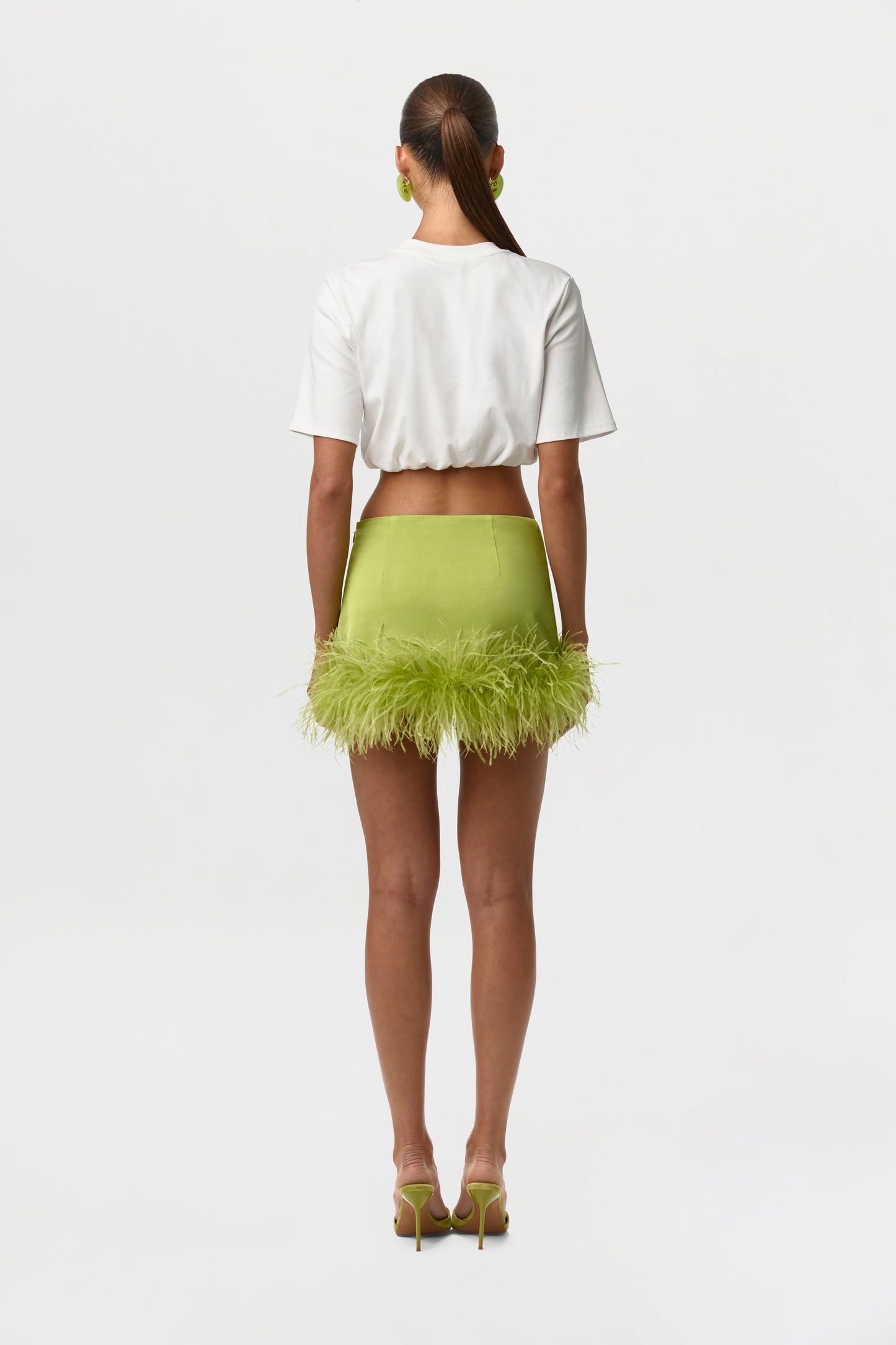 Satin Feather Mini Skirt