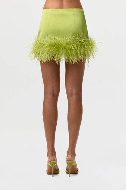 Satin Feather Mini Skirt