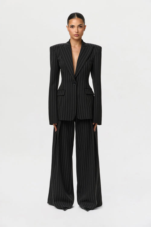 Suiting Pinstripe Wide-Leg Pant