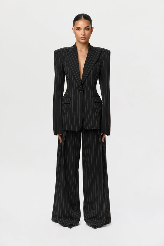 Suiting Pinstripe Wide-Leg Pant