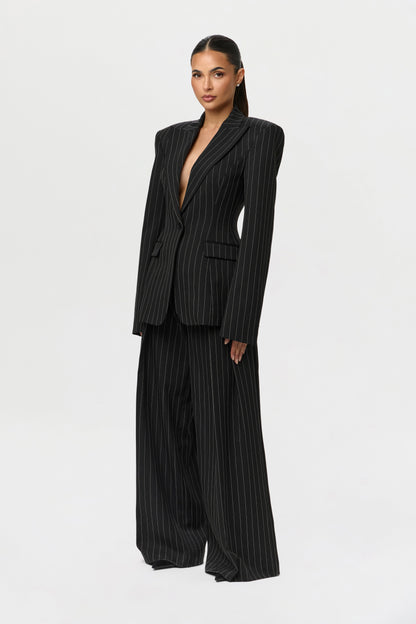 Suiting Pinstripe Wide-Leg Pant