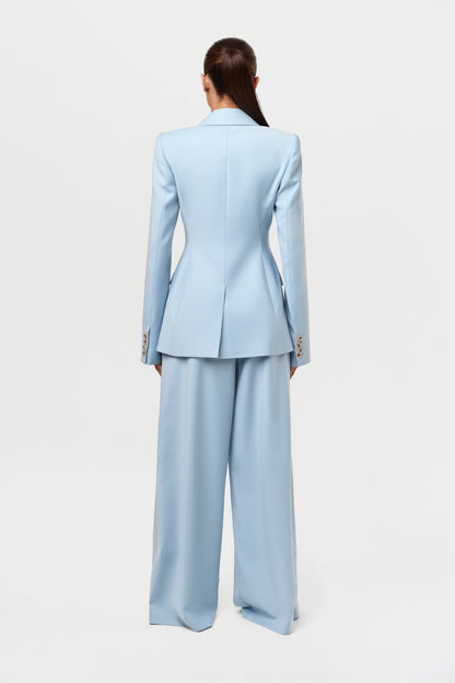 Power Shoulder Fitted Suit Blazer