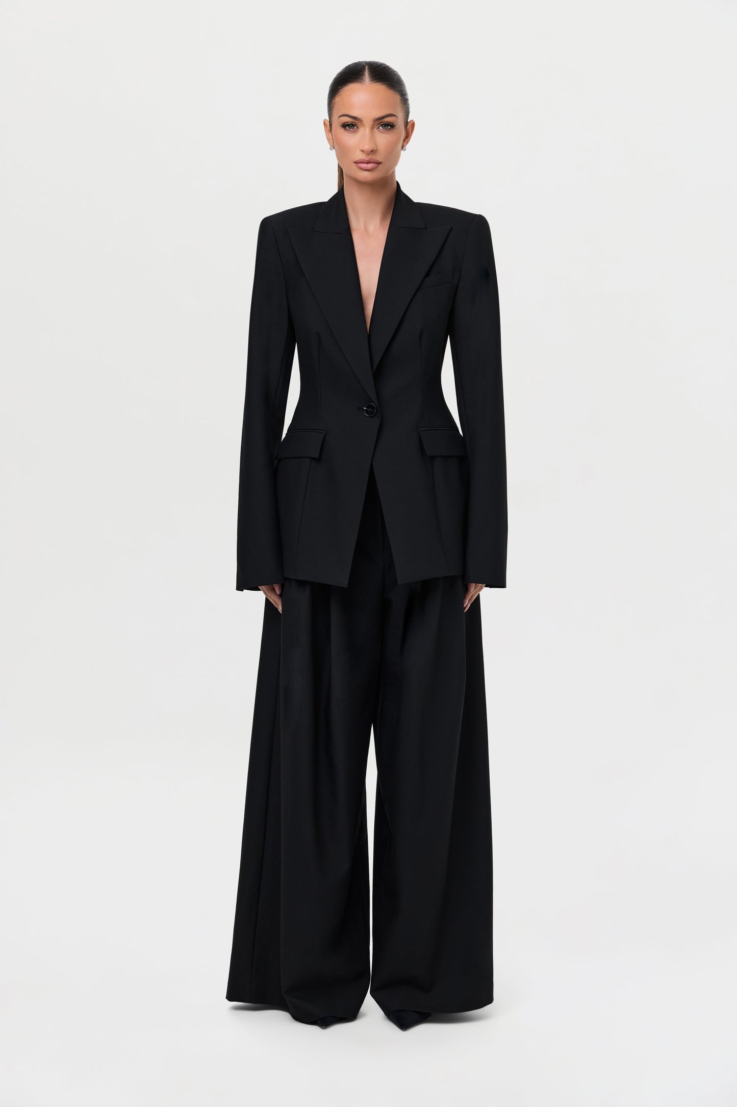 Suiting Pleated Wide-Leg Pant