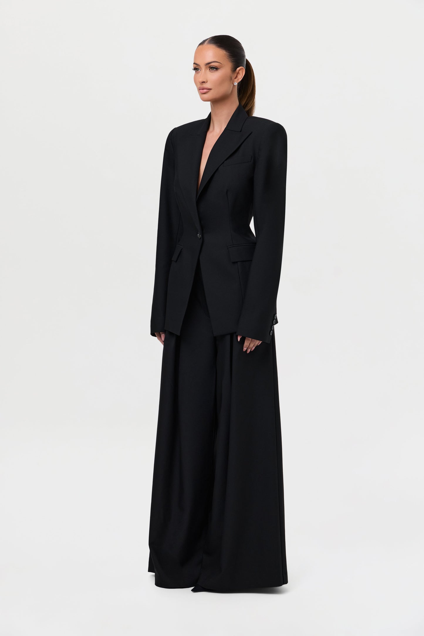 Suiting Pleated Wide-Leg Pant