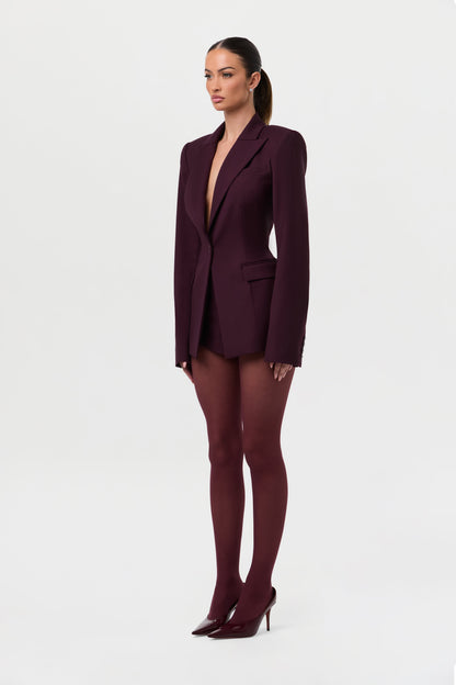 Power Shoulder Fitted Suit Blazer