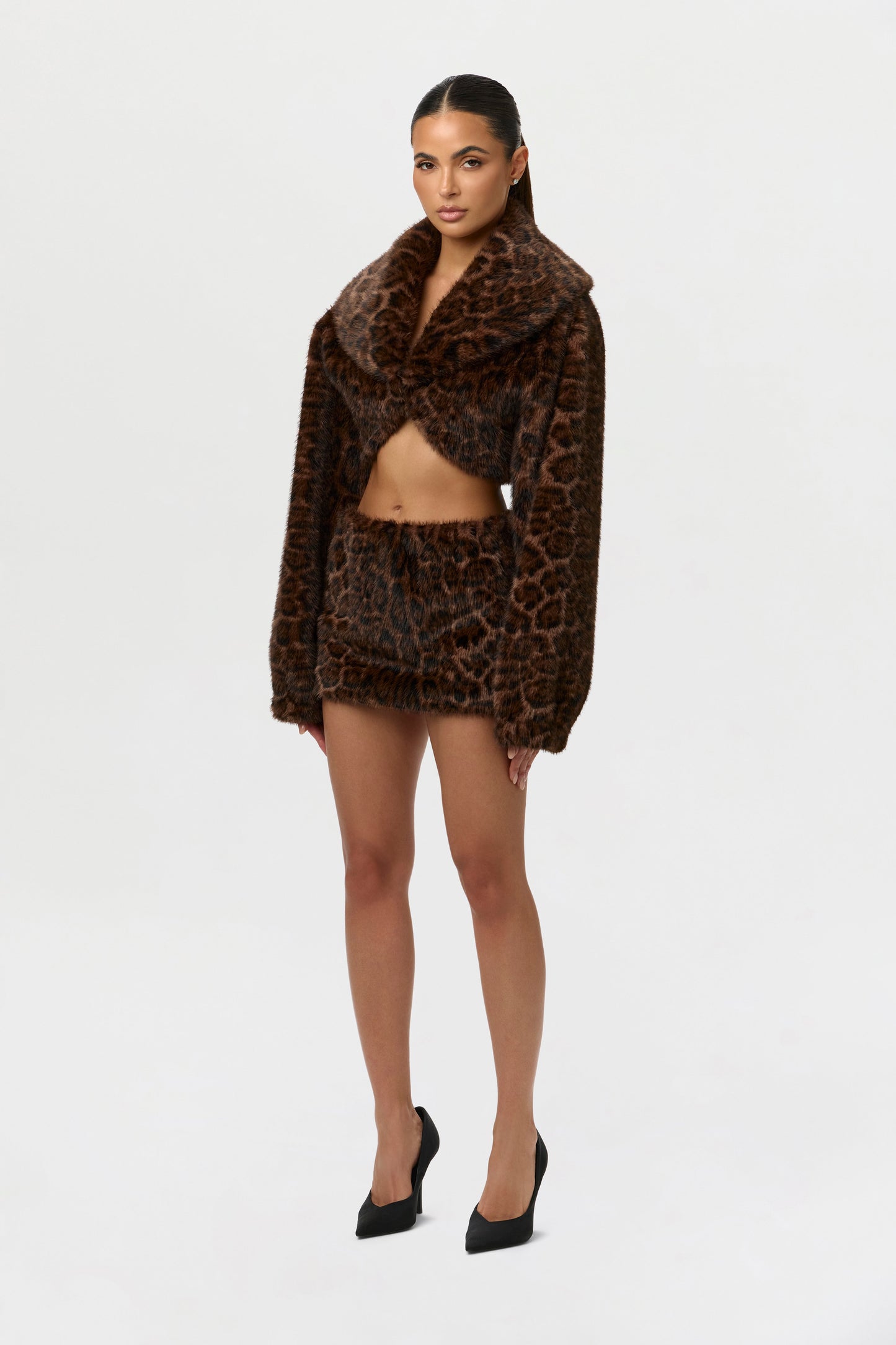Faux Fur Leopard Shrug