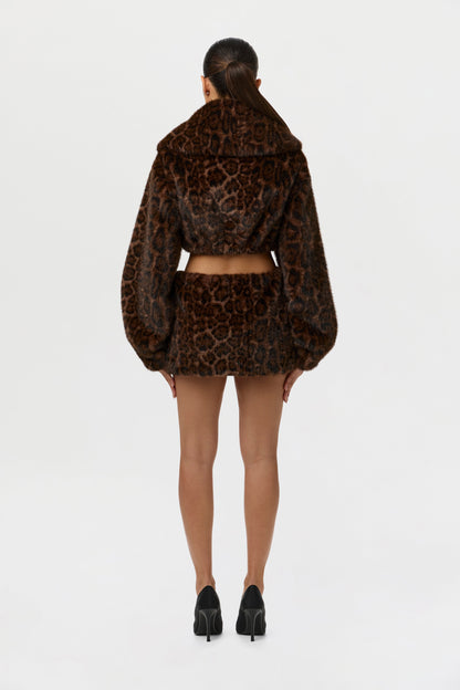 Faux Fur Leopard Shrug