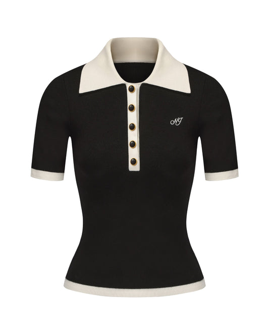 Hazel Polo Top (Black)