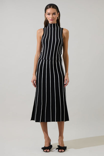 Devary Stripe Mock Neck Knit Top