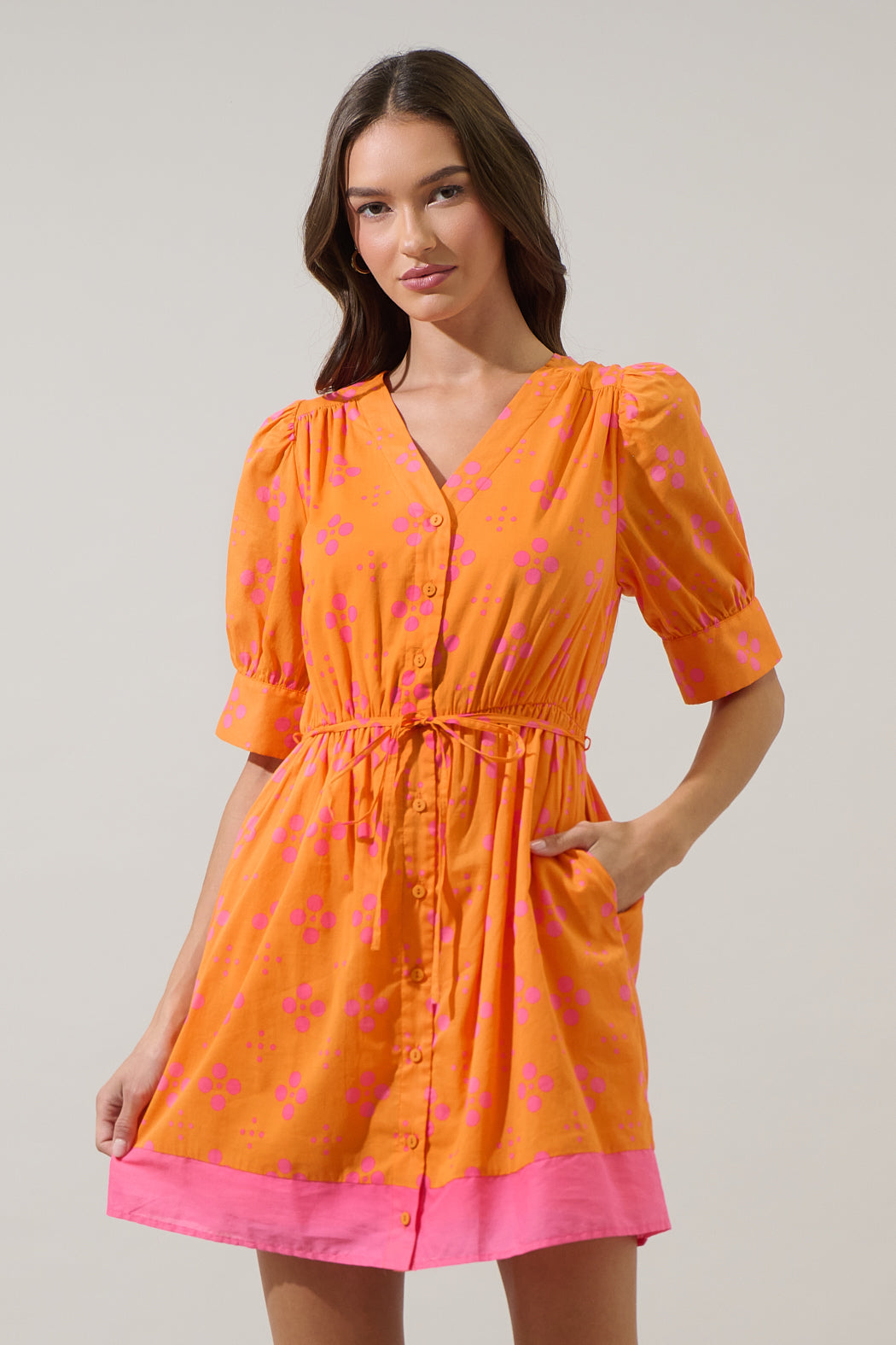 Donna Dot Elanie Button Down Mini Dress