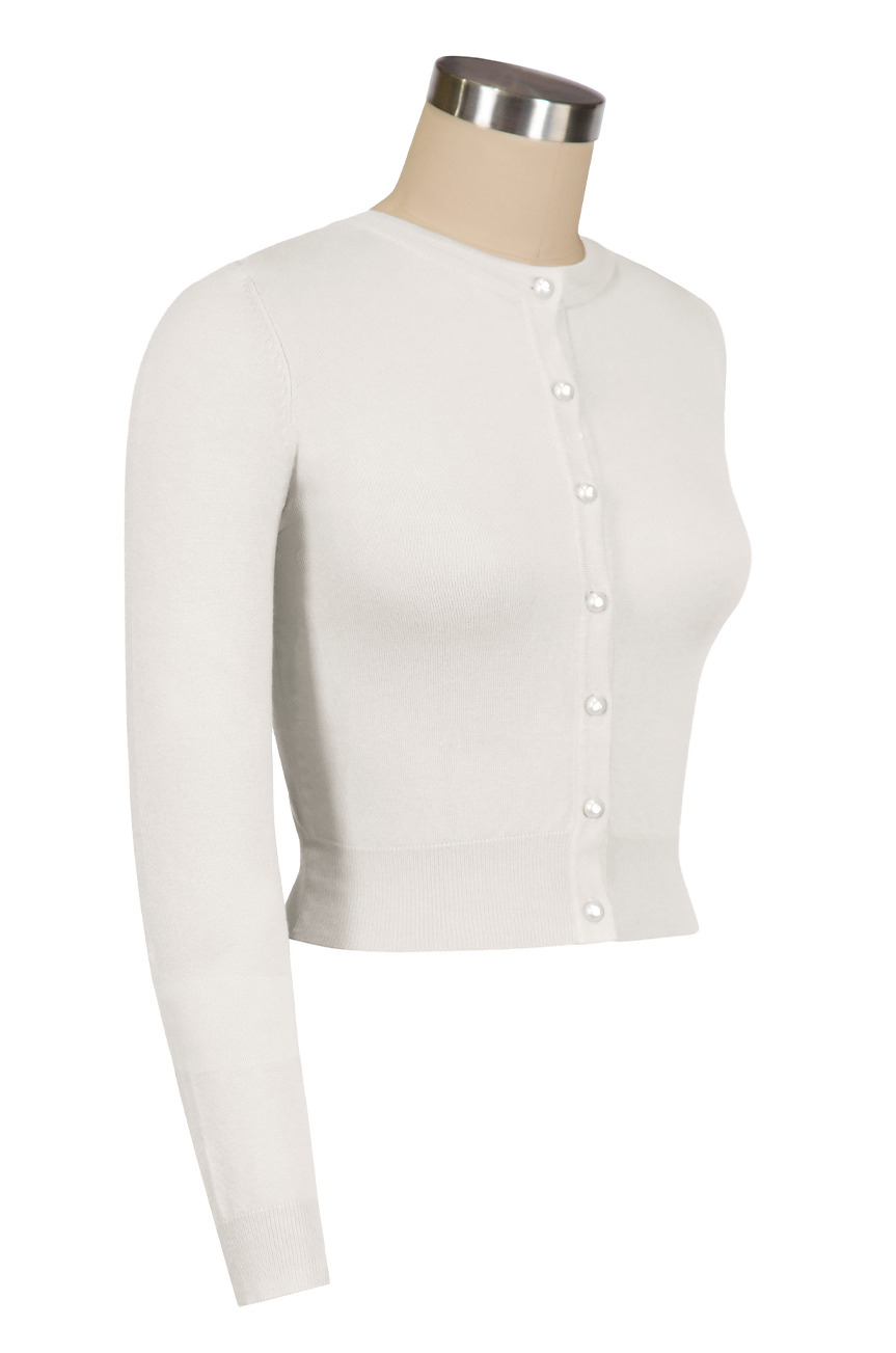 D'Amour Long Sleeve Crop Cardigan (Off White)