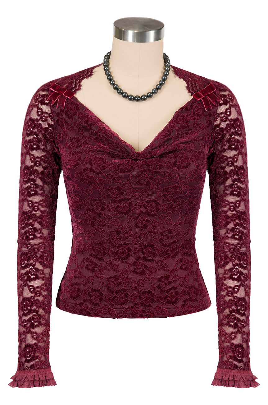 D'Amour Claudette Top (Burgundy)