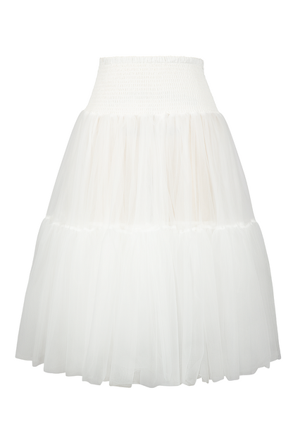 Tea Length Shirred Petticoat (White)