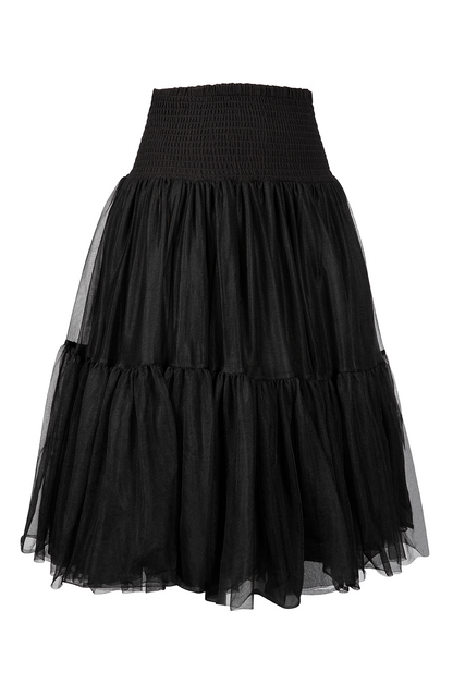 Tea Length Shirred Petticoat (Black)
