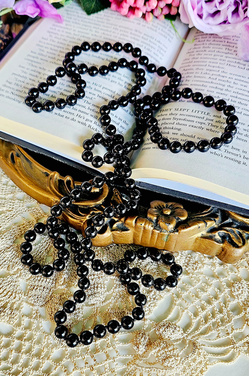 La Traviata Long Pearl Necklace (Black)