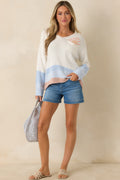 Pocketful of Sunshine White Multi Knit V-Neck Sweater