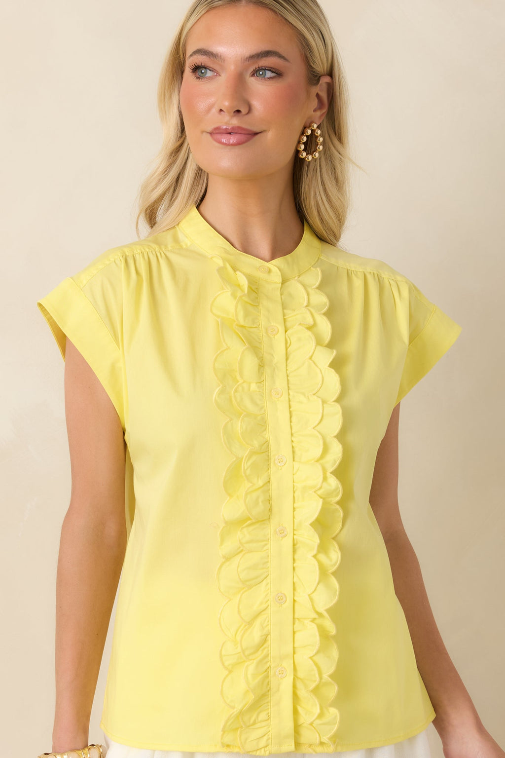 You Brighten My Day Yellow Scalloped Ruffle Top