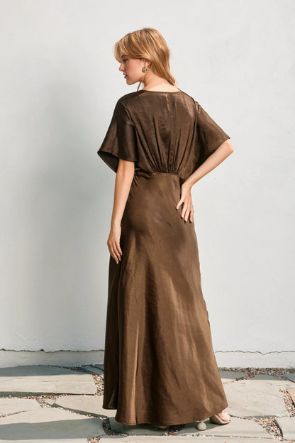Dress Forum Satin Blouson Maxi Dress