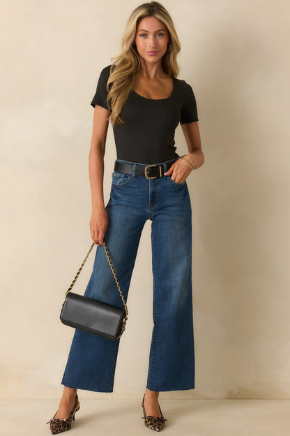 From Here On Out Black Short Sleeve Scoop Neck Bodysuit