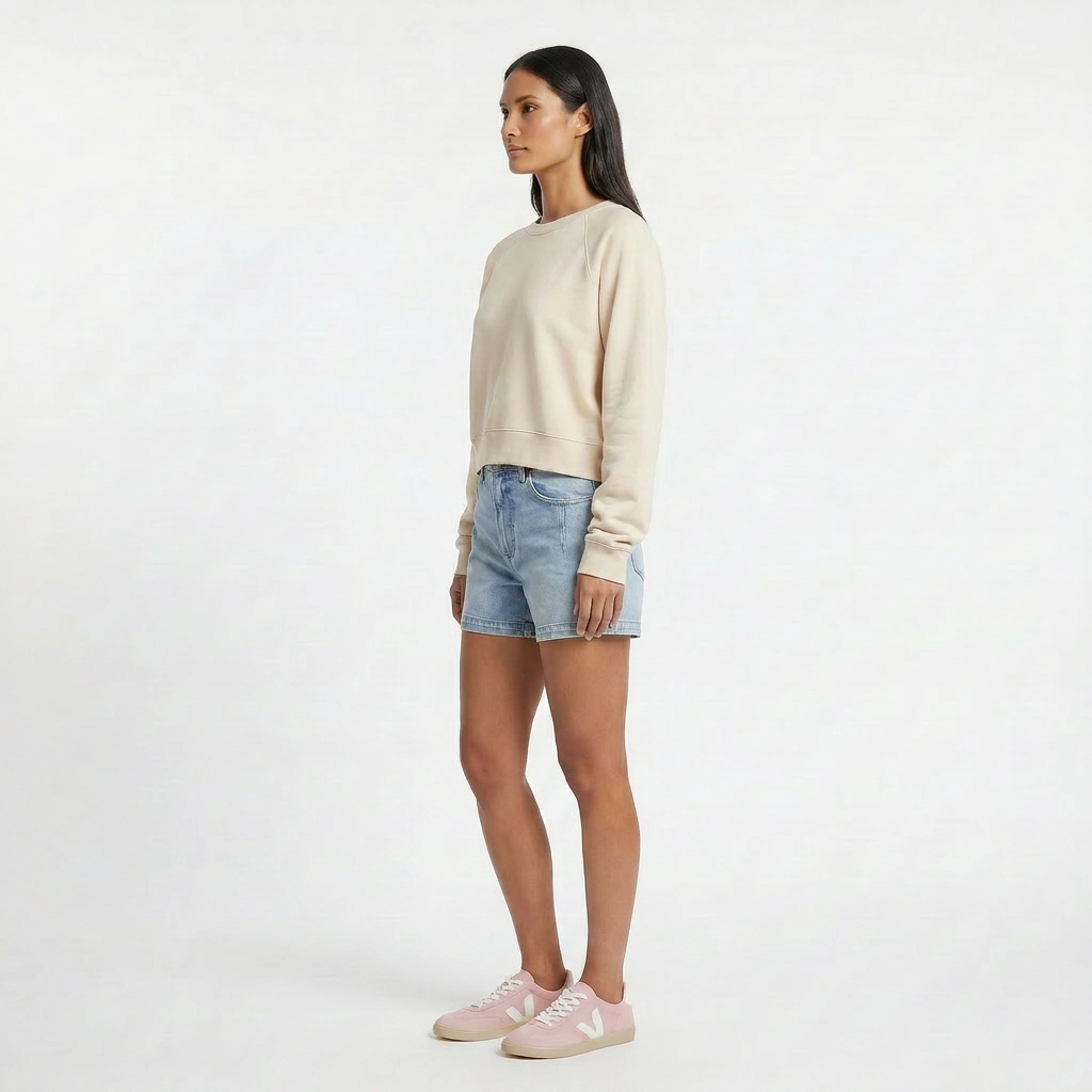 Solid Shrunken Raglan Sweatshirt