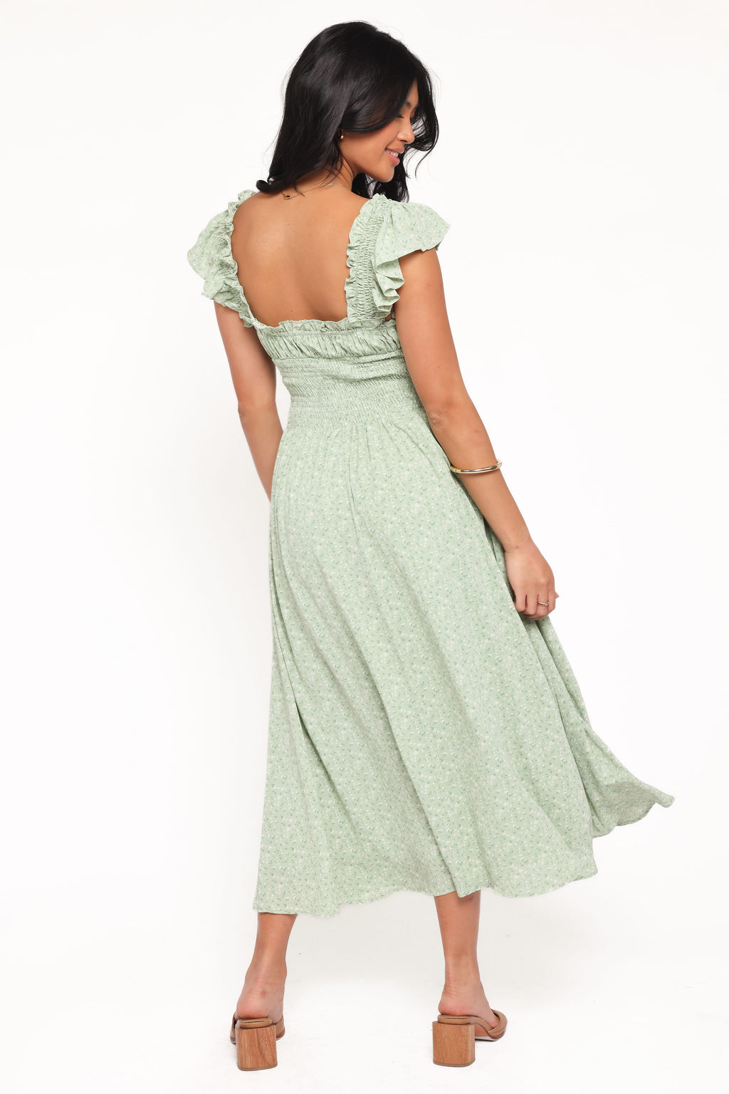 Bronte Midi Dress - Green Floral