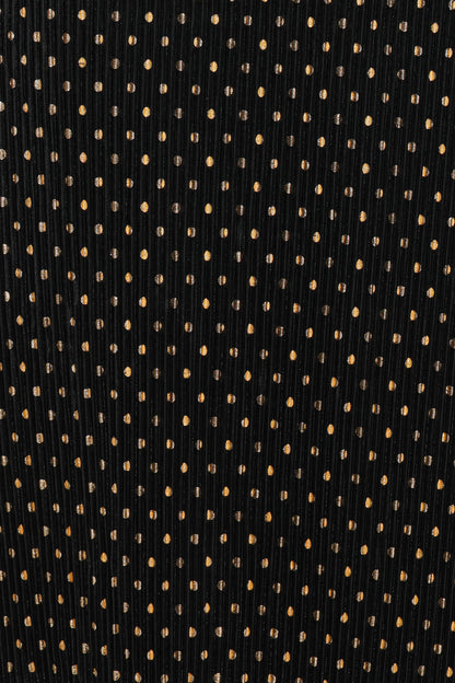 Melody Plisse Halter Maxi Dress - Black/Gold Polka Dot