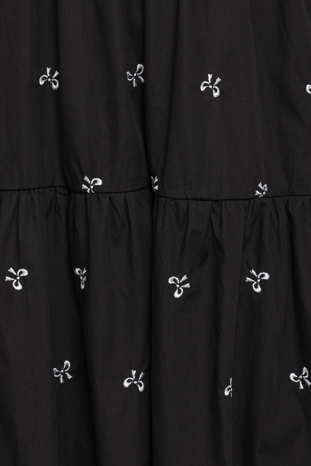 Naura Shirred Tiered Midi Dress - Black Bow