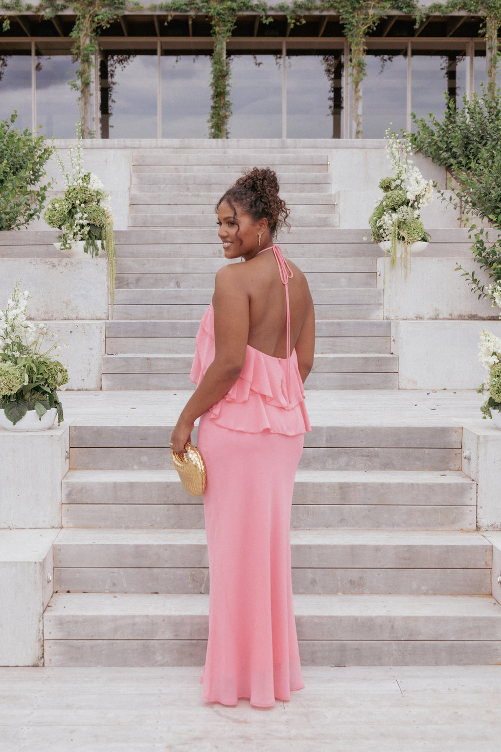 Zorina Halterneck Maxi Dress - Coral