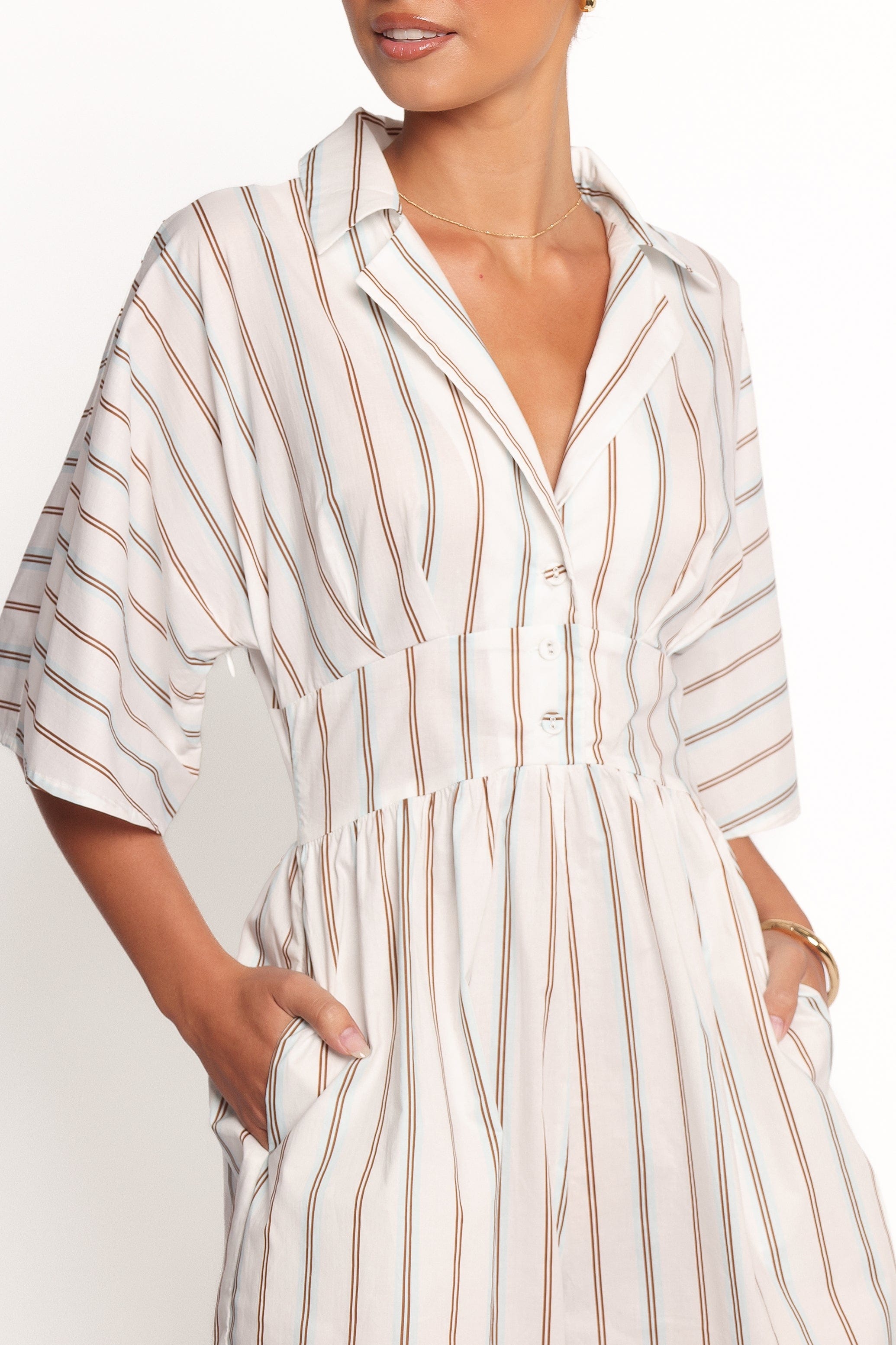 Sonyalle Romper - Blue Brown Stripe